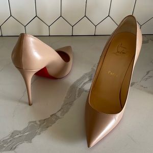 Size 37 Christian Louboutin “Kate” 85mm Nude Napa Leather